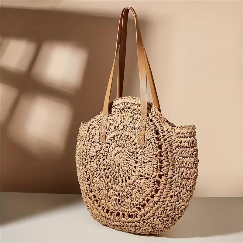FELICIA HOLLOW ROUND STRAW BAG