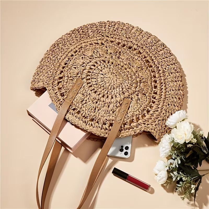 FELICIA HOLLOW ROUND STRAW BAG