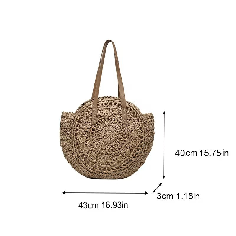 FELICIA HOLLOW ROUND STRAW BAG