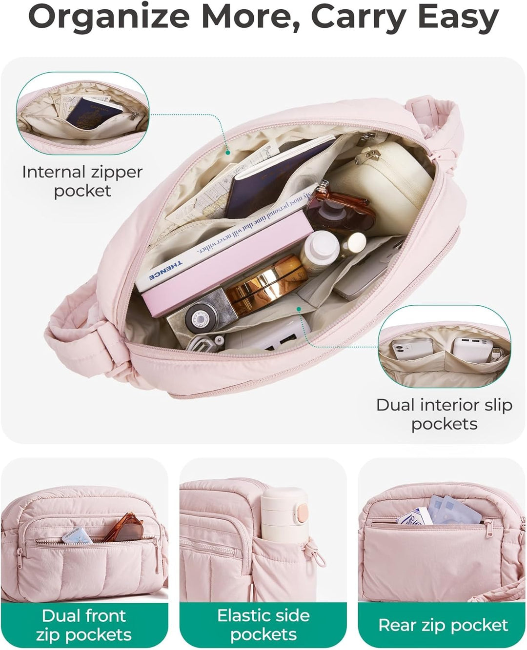 ABRIELLE ANTI-THEFT QUILTED CROSSBODY BAG