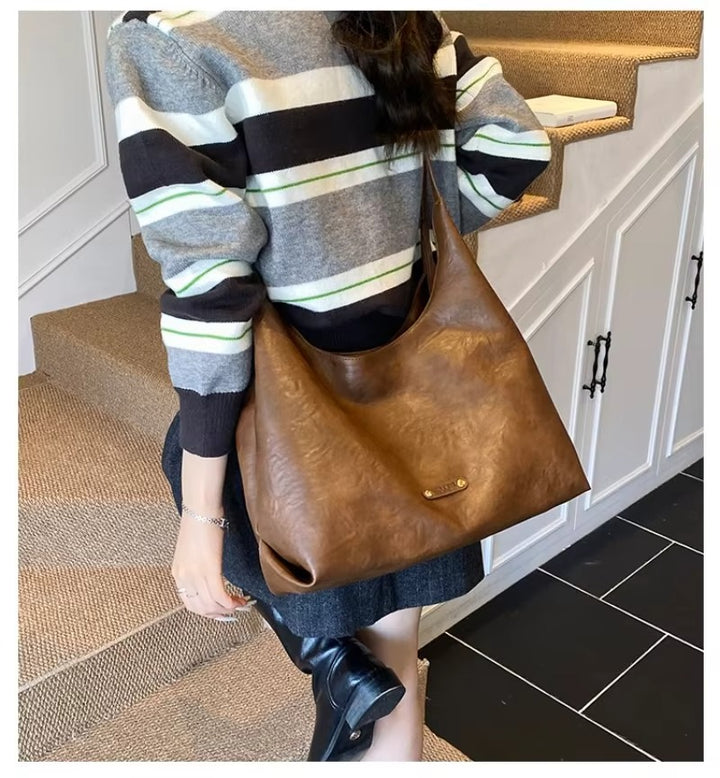 YSABELLE VINTAGE SOFT LEATHER HOBO BAG