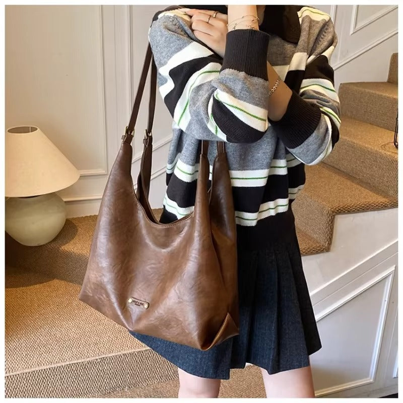 YSABELLE VINTAGE SOFT LEATHER HOBO BAG