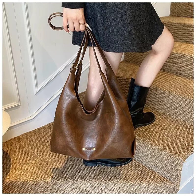 YSABELLE VINTAGE SOFT LEATHER HOBO BAG
