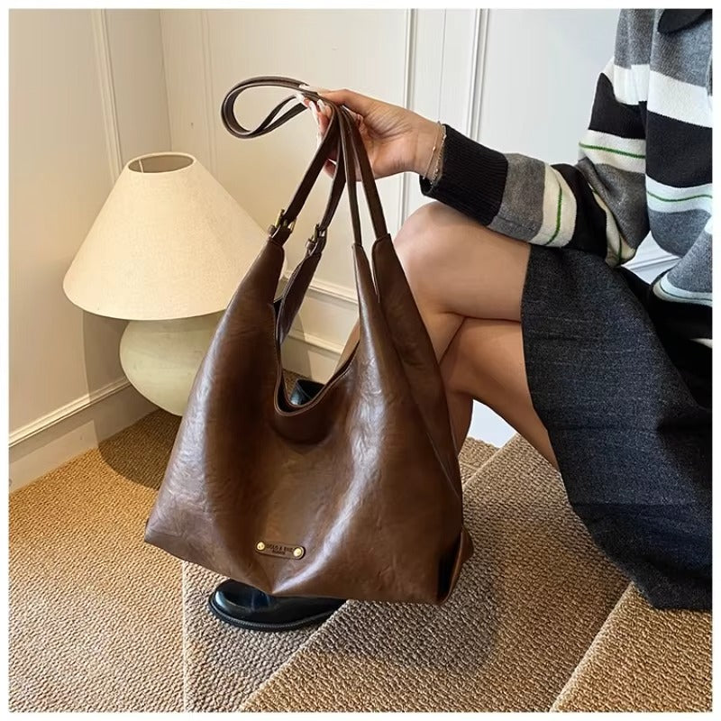 YSABELLE VINTAGE SOFT LEATHER HOBO BAG