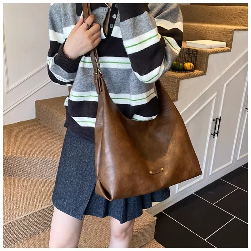 YSABELLE VINTAGE SOFT LEATHER HOBO BAG