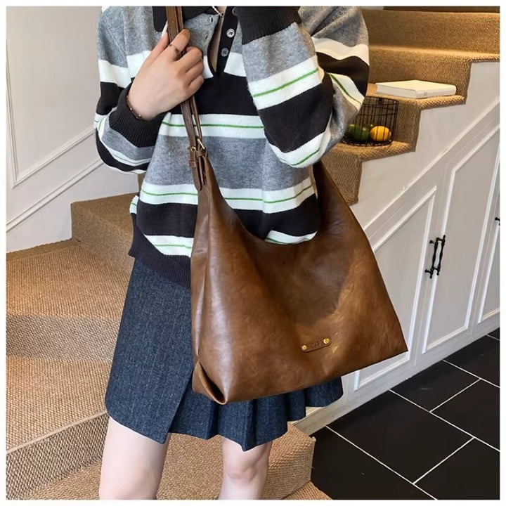 YSABELLE VINTAGE SOFT LEATHER HOBO BAG