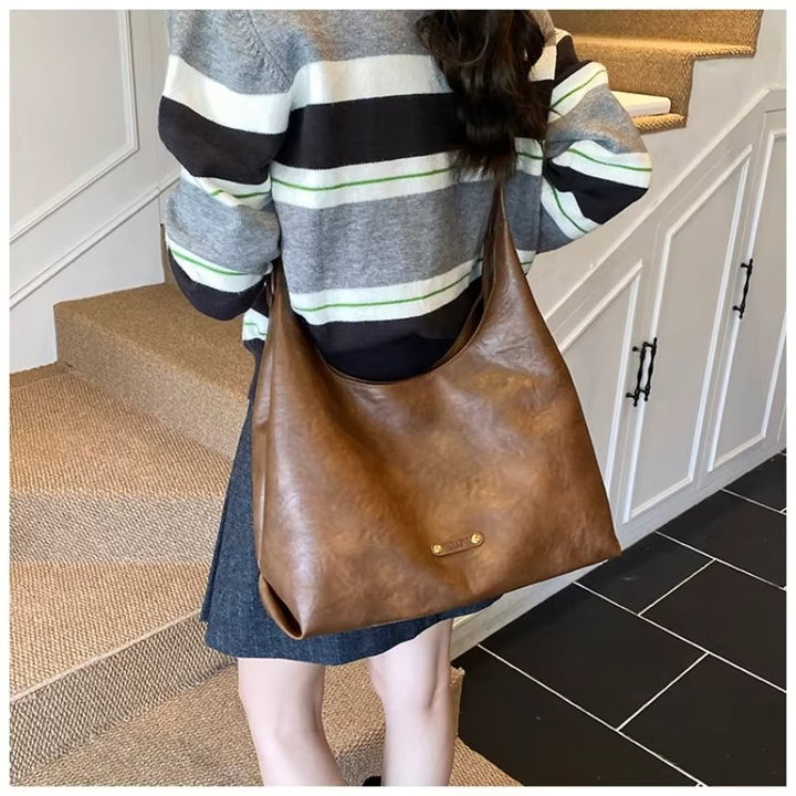 YSABELLE VINTAGE SOFT LEATHER HOBO BAG