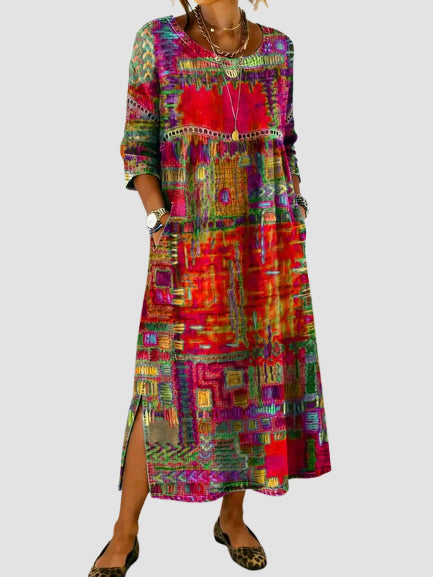 SERAPHINA DISTINCTIVE PRINT MIDI DRESS
