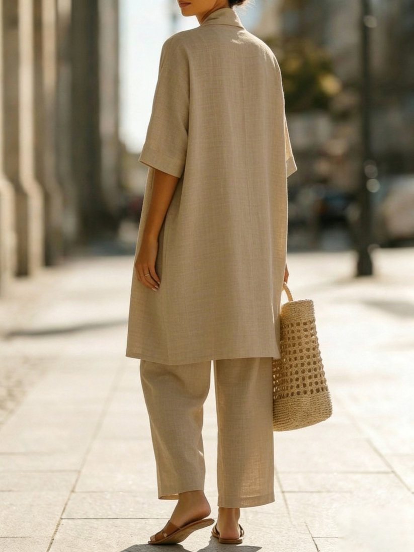 RISTEENA LINEN-COTTON THREE-PIECE SET