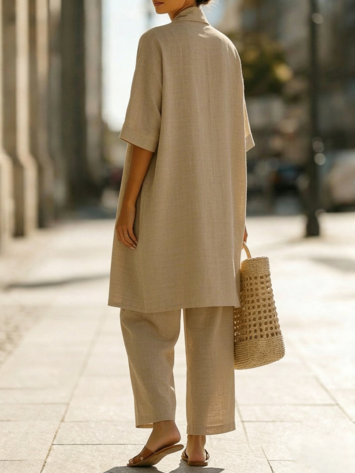 RISTEENA LINEN-COTTON THREE-PIECE SET