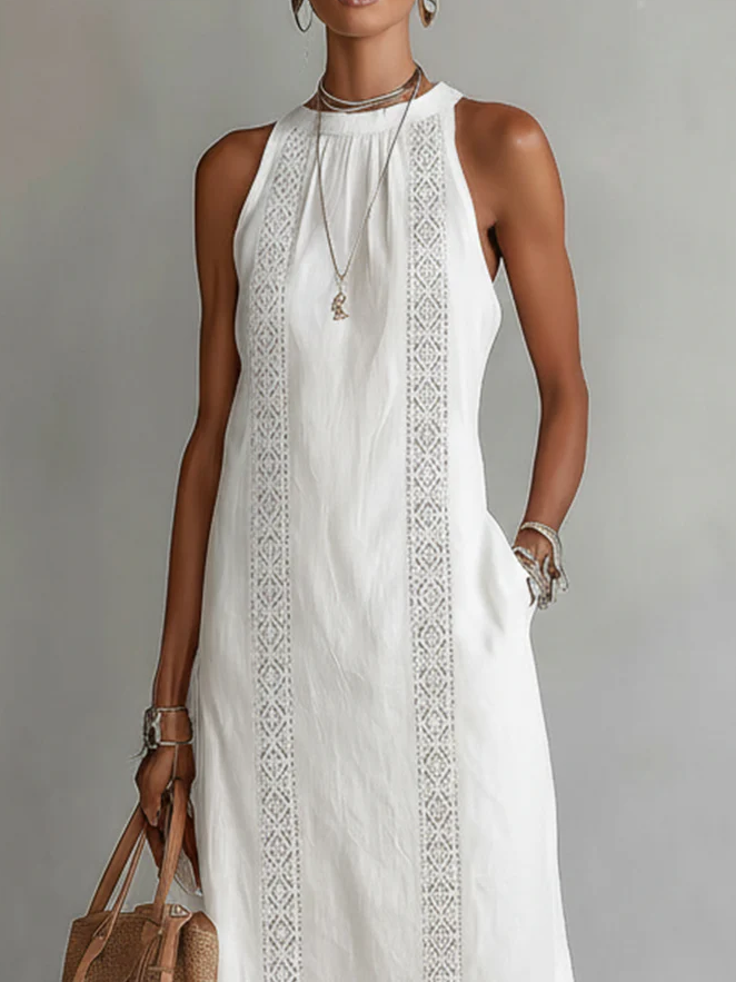 JANINA LINEN MIDI DRESS