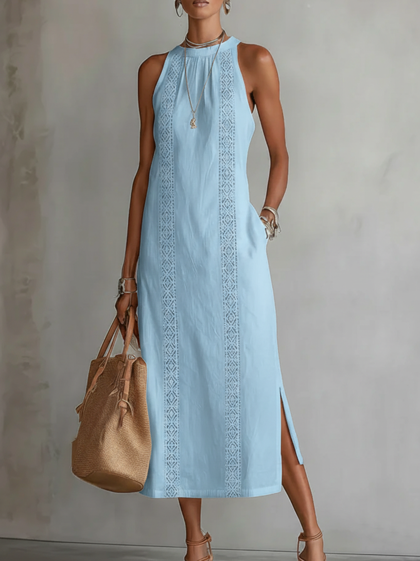 JANINA LINEN MIDI DRESS