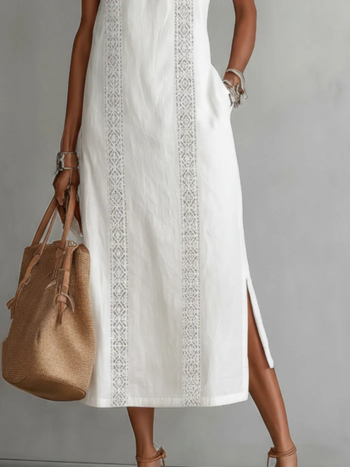 JANINA LINEN MIDI DRESS