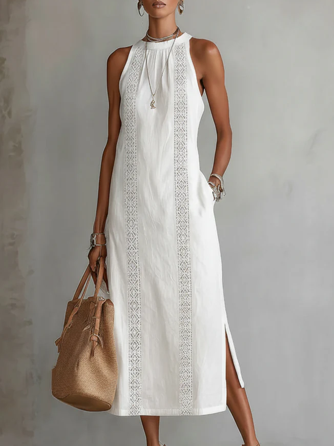 JANINA LINEN MIDI DRESS