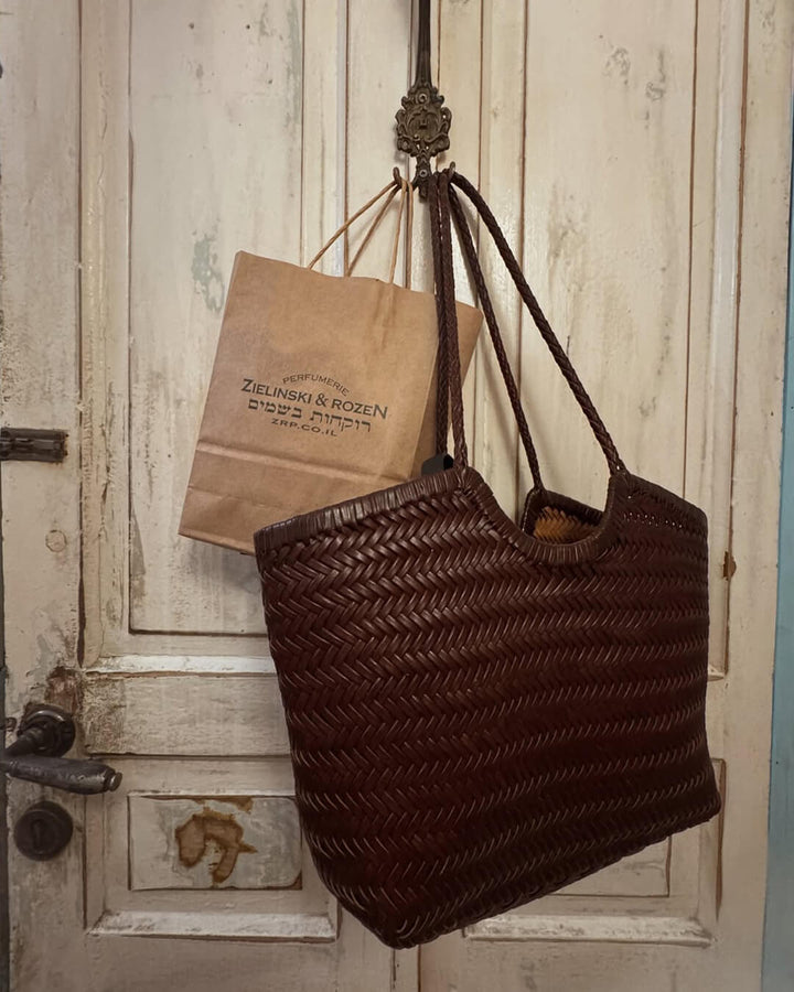 RICA WOVEN FAUX LEATHER BAG