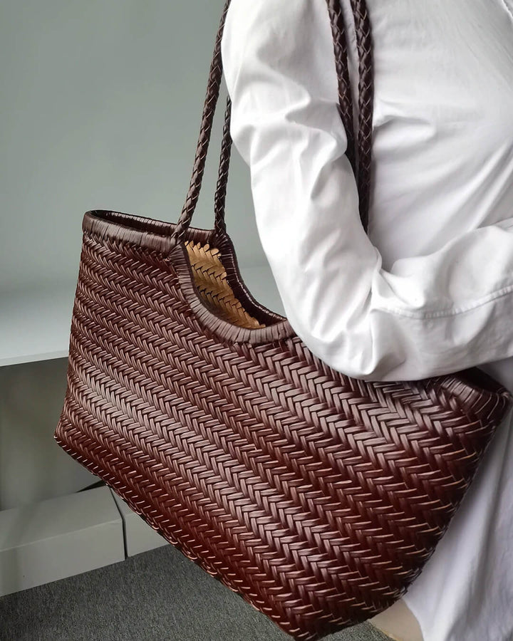 RICA WOVEN FAUX LEATHER BAG