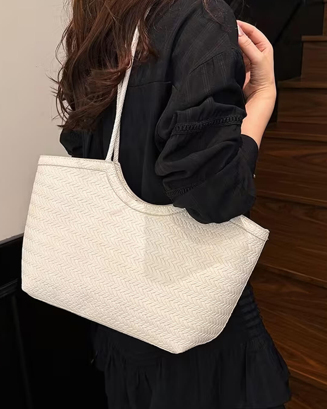 RICA WOVEN FAUX LEATHER BAG