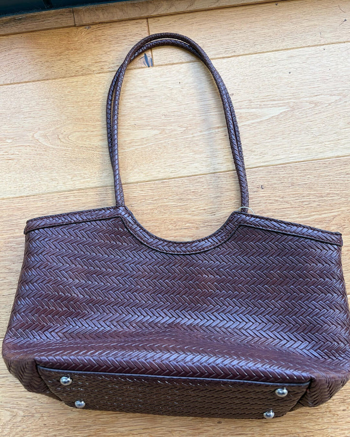 RICA WOVEN FAUX LEATHER BAG