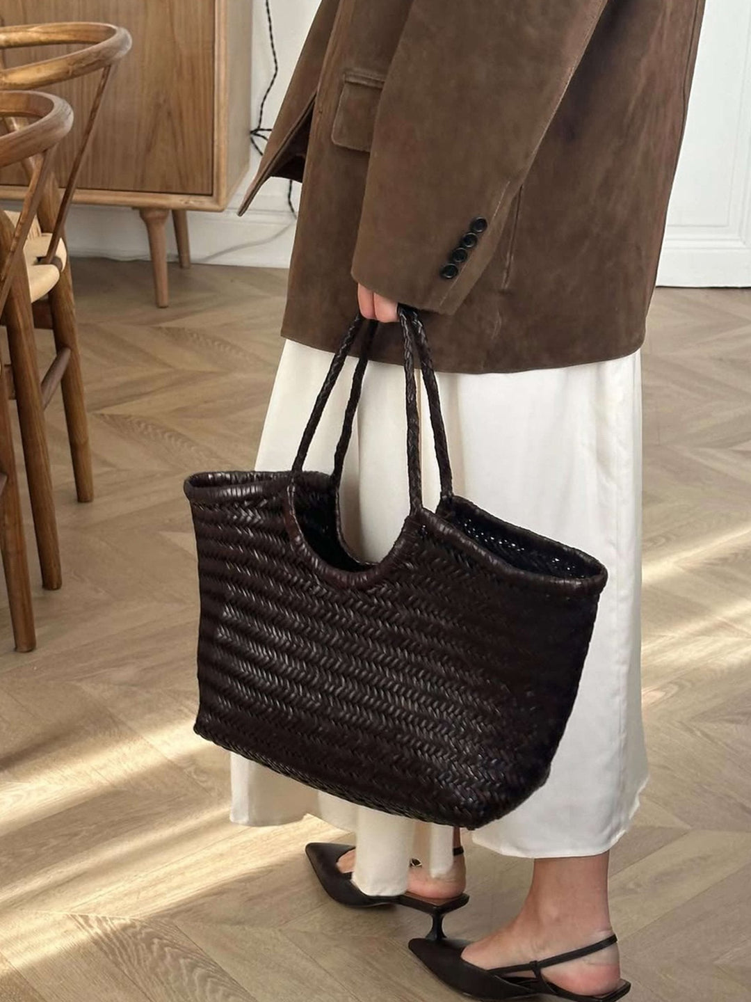 RICA WOVEN FAUX LEATHER BAG