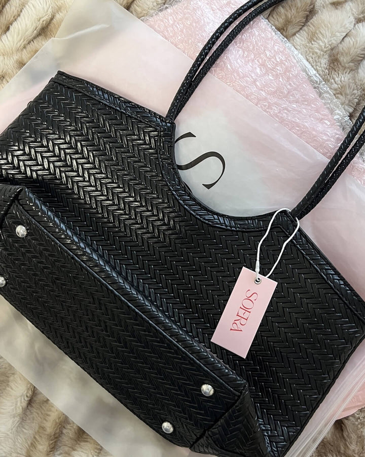 RICA WOVEN FAUX LEATHER BAG