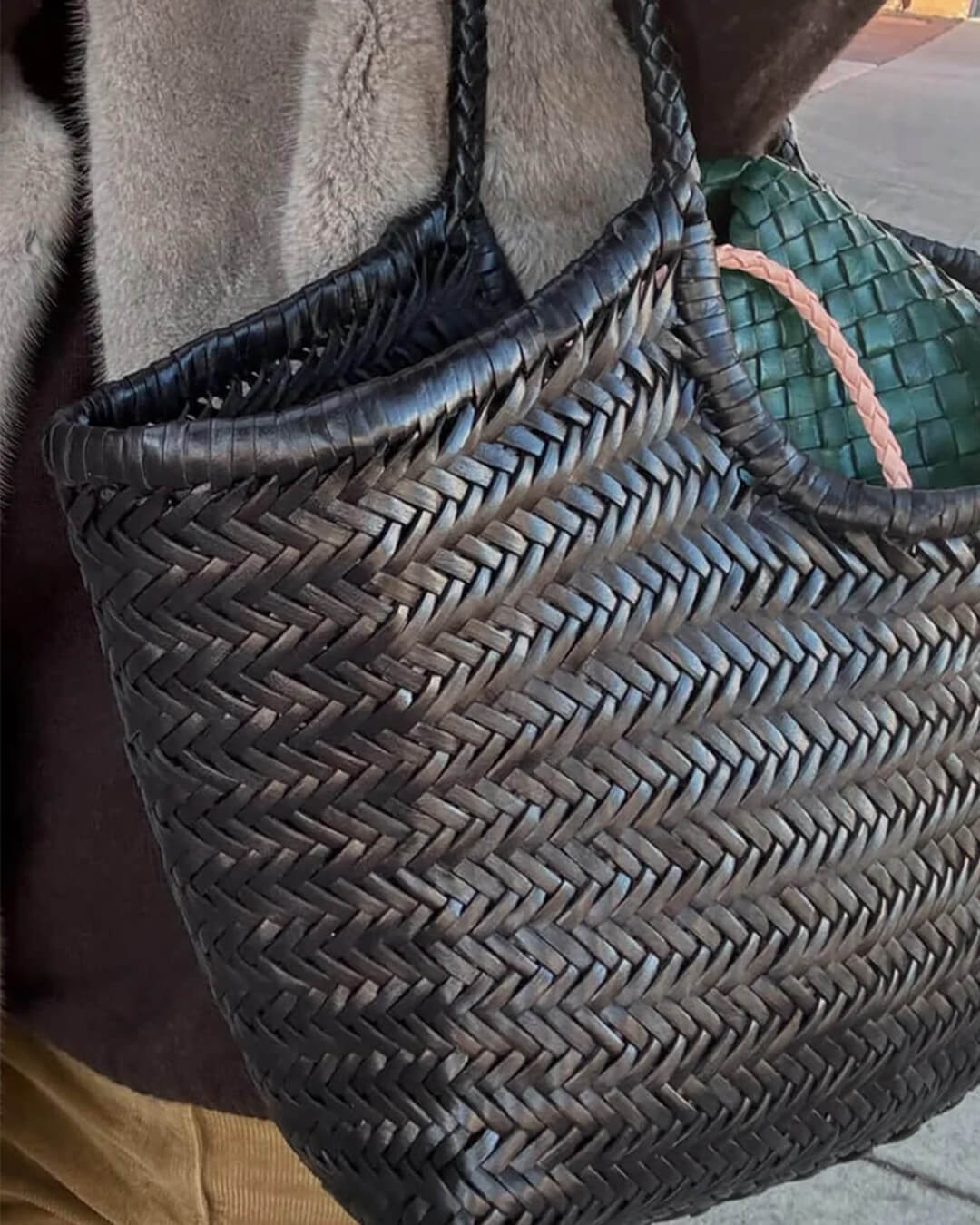 RICA WOVEN FAUX LEATHER BAG