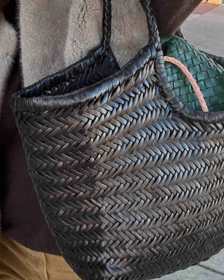 RICA WOVEN FAUX LEATHER BAG