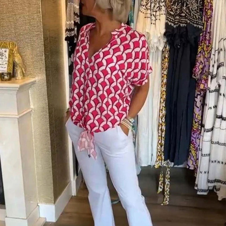NASKIA V-NECK TIE BLOUSE