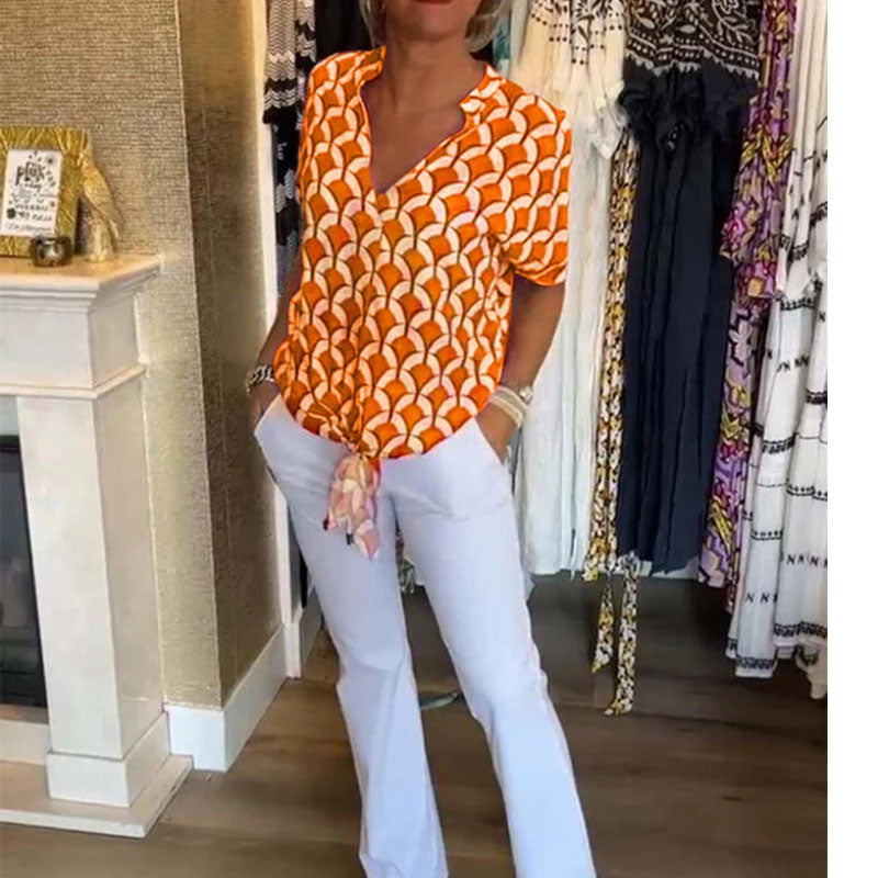 NASKIA V-NECK TIE BLOUSE