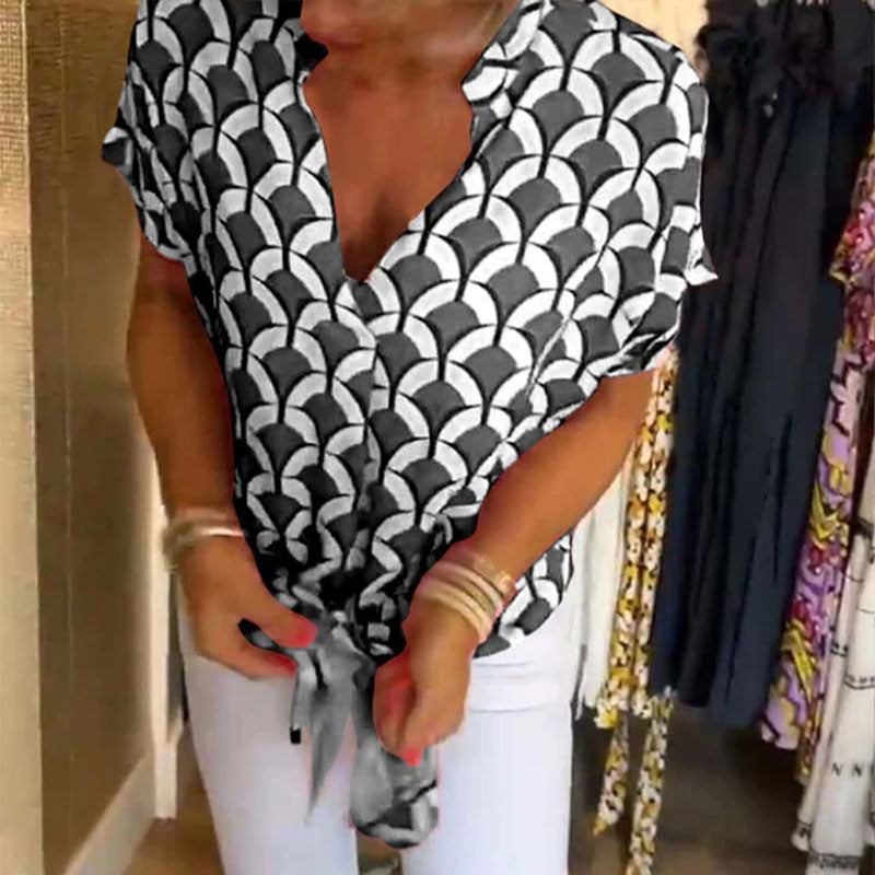 NASKIA V-NECK TIE BLOUSE