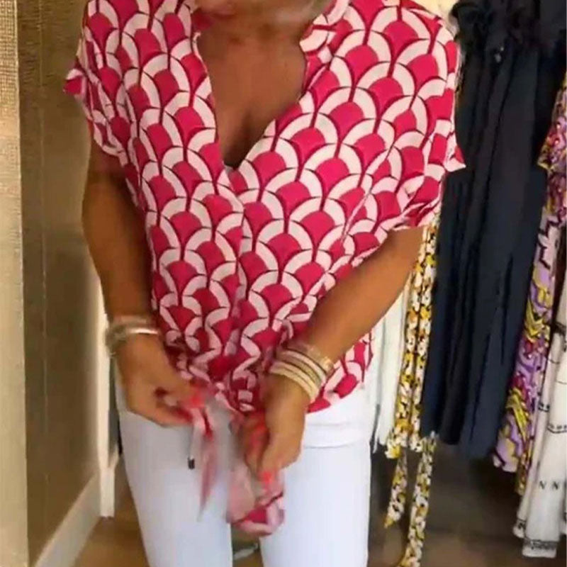 NASKIA V-NECK TIE BLOUSE