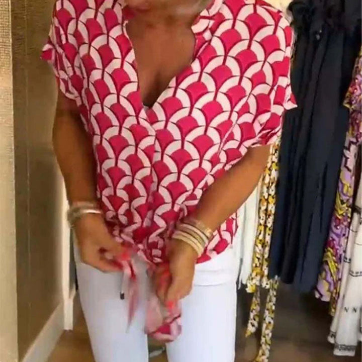 NASKIA V-NECK TIE BLOUSE