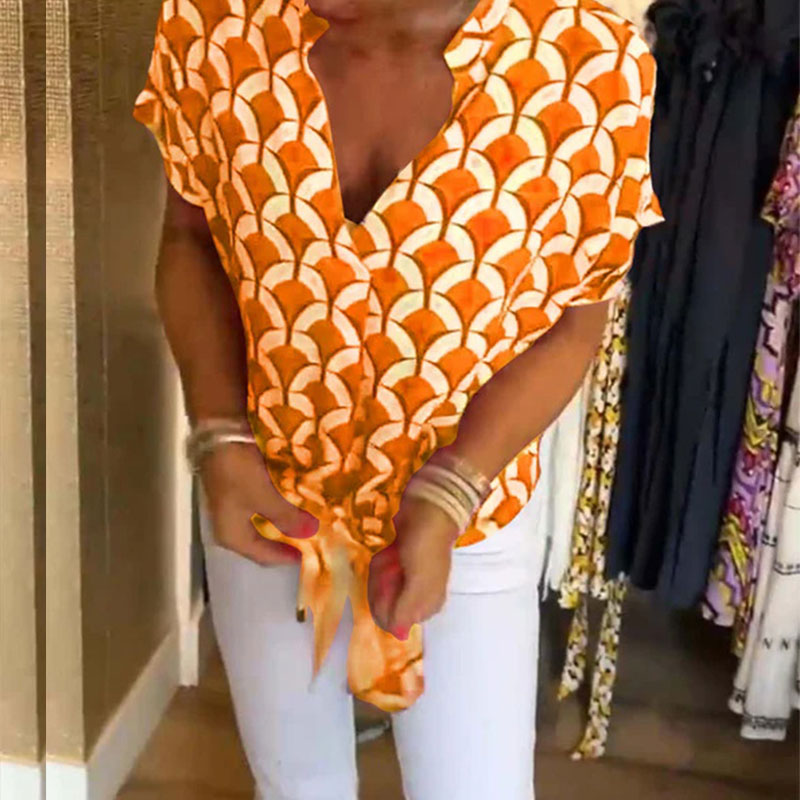 NASKIA V-NECK TIE BLOUSE
