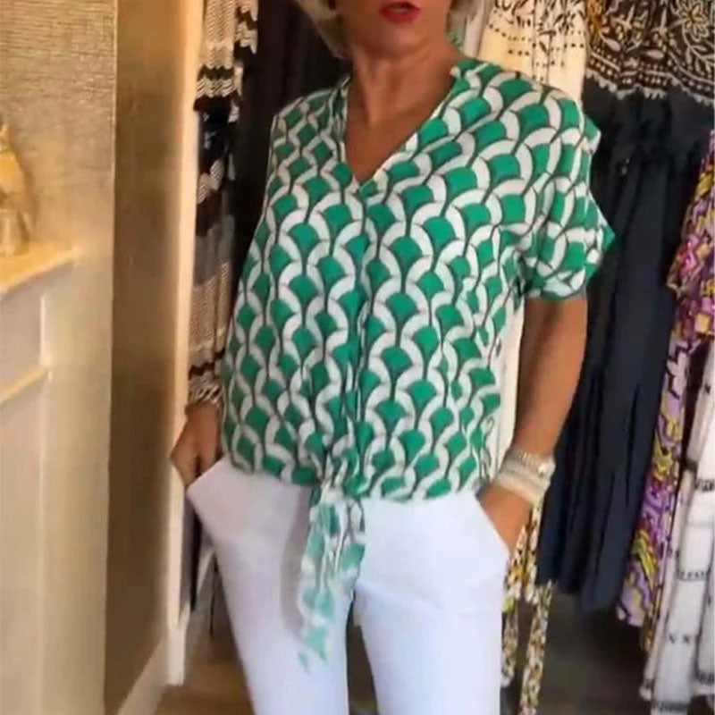 NASKIA V-NECK TIE BLOUSE