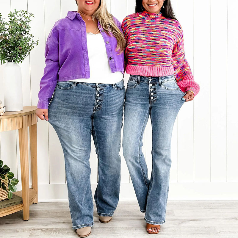ARLETTE BUTTON BOOTCUT JEANS