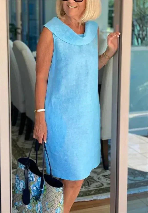 ELINE COTTON LINEN MIDI DRESS