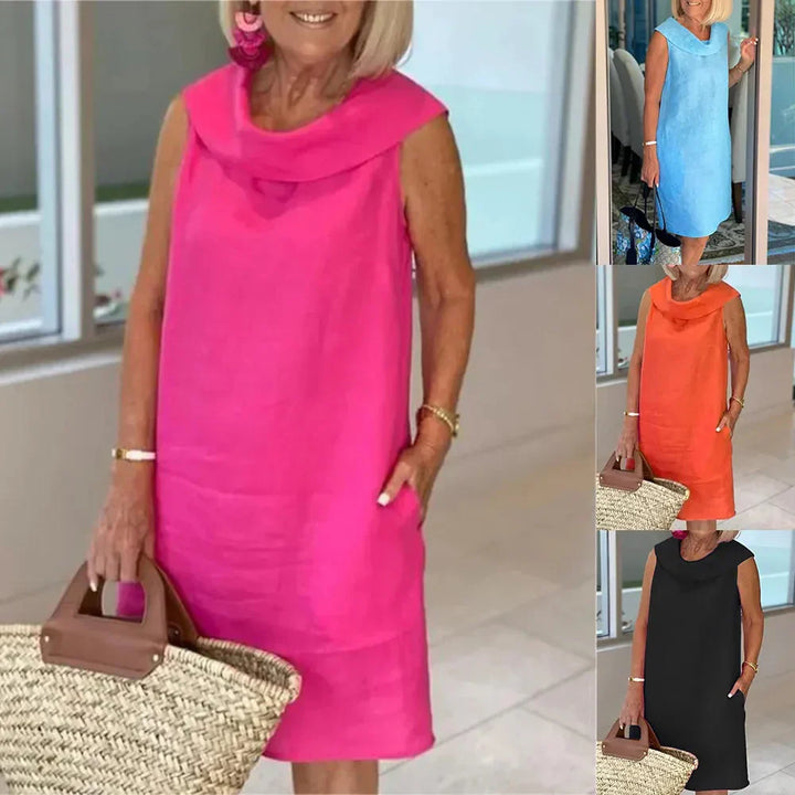 VIVIENNE COTTON & LINEN PULLOVER DRESS