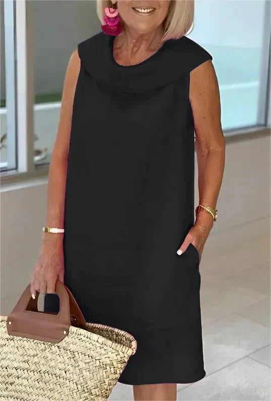 VIVIENNE COTTON & LINEN PULLOVER DRESS
