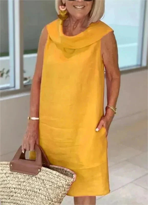 VIVIENNE COTTON & LINEN PULLOVER DRESS