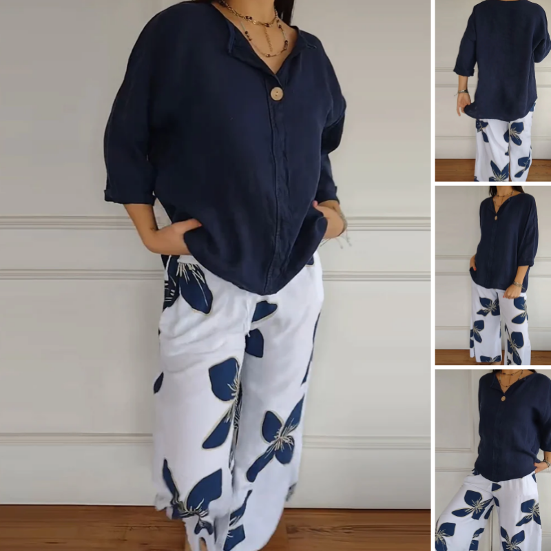LUCIA CREW NECK TOP & FLORAL PANTS
