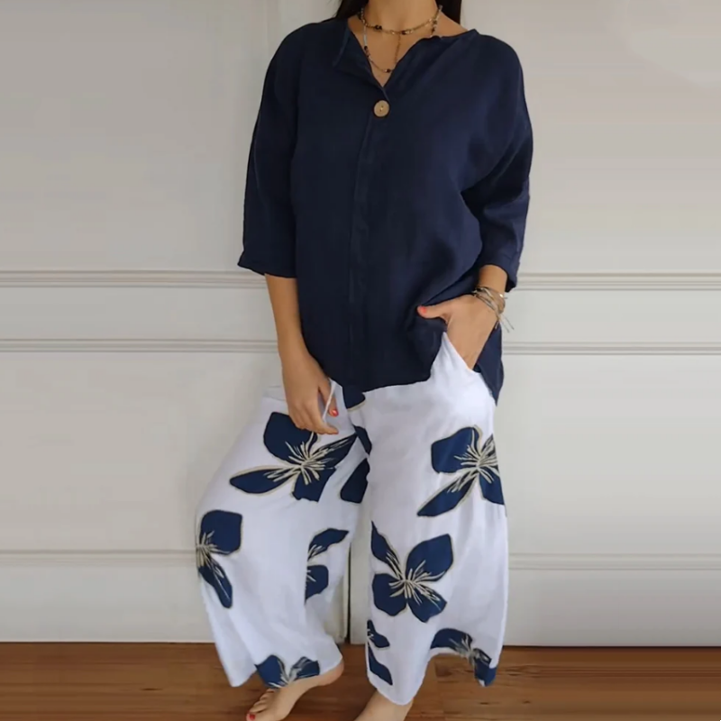 LUCIA CREW NECK TOP & FLORAL PANTS