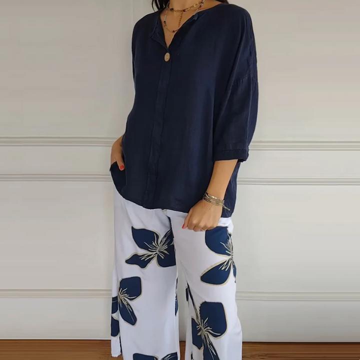 LUCIA CREW NECK TOP & FLORAL PANTS