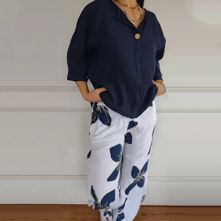 LUCIA CREW NECK TOP & FLORAL PANTS