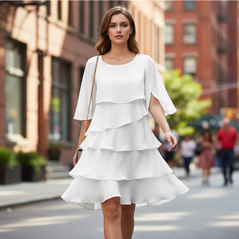 AMÉLIE LAYERED RUFFLE SLEEVE DRESS