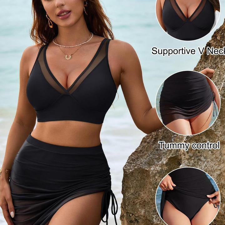 AURELIA MESH HIGH-WAIST BIKINI SET