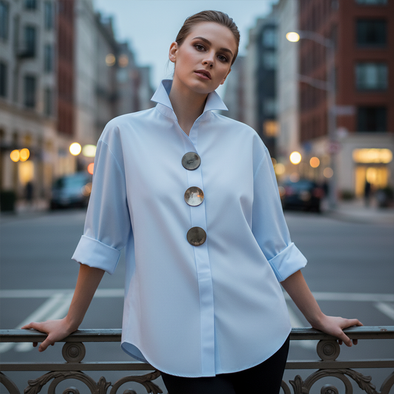CVIJETA OVERSIZED BLOUSE WITH LARGE METAL BUTTONS