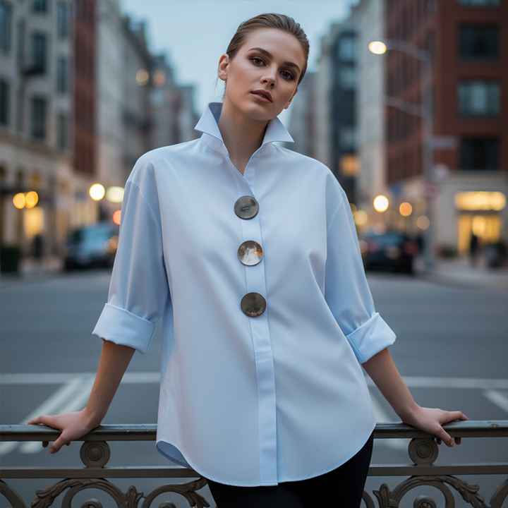 CVIJETA OVERSIZED BLOUSE WITH LARGE METAL BUTTONS