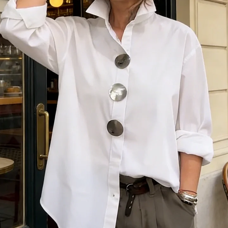 CVIJETA OVERSIZED BLOUSE WITH LARGE METAL BUTTONS