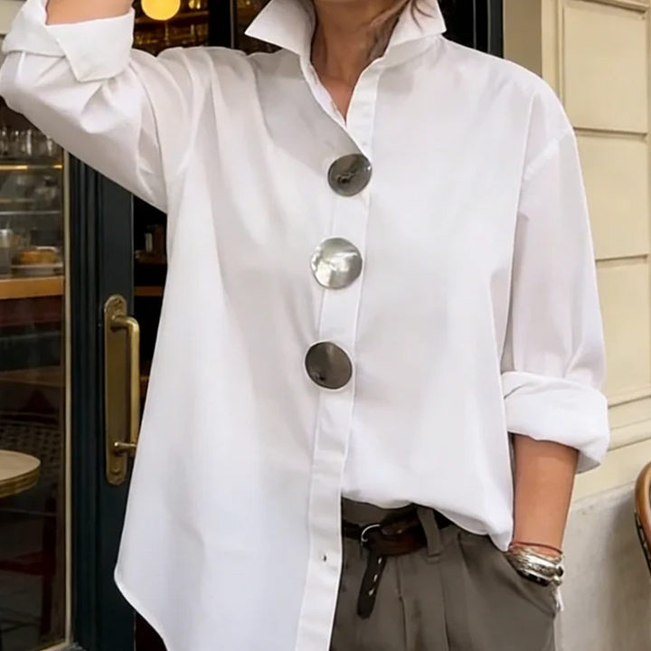 CVIJETA OVERSIZED BLOUSE WITH LARGE METAL BUTTONS
