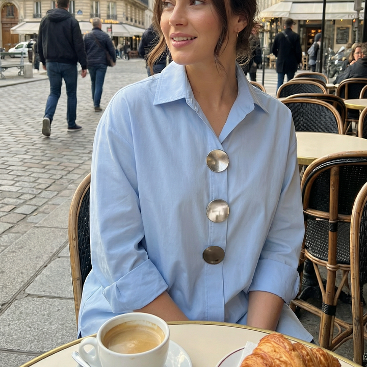 CVIJETA OVERSIZED BLOUSE WITH LARGE METAL BUTTONS