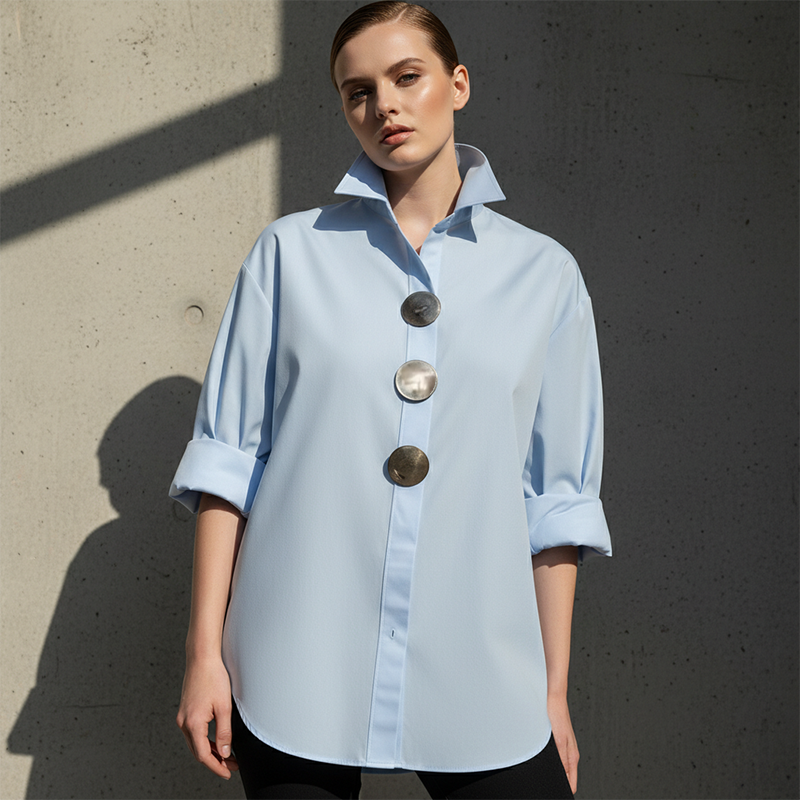 CVIJETA OVERSIZED BLOUSE WITH LARGE METAL BUTTONS